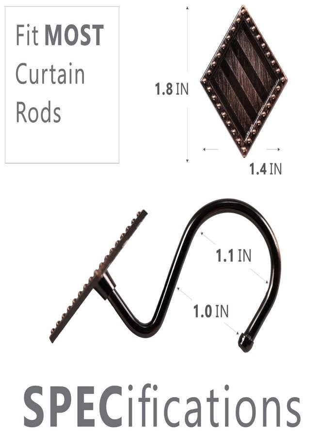 Popkozzi Bronze Decorative Shower Curtain Hooks: 12 Pcs Rust Proof Metal Geometric Diamond Shaped Curtain Rings - Rustic Vintage Antique Hooks Hangers for Shower Rod - Set of 12 - Image 4