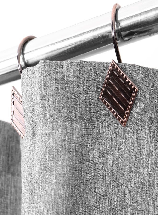 Popkozzi Bronze Decorative Shower Curtain Hooks: 12 Pcs Rust Proof Metal Geometric Diamond Shaped Curtain Rings - Rustic Vintage Antique Hooks Hangers for Shower Rod - Set of 12 - Image 5