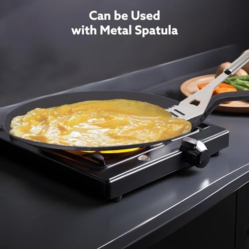 AGARO Royal Pre Seasoned Cast Iron Tawa, 26 CM Diameter, No Chemical Coating, Long Rigid Handle, Fast Heating |Induction & Gas Stove Compatible - Image 4