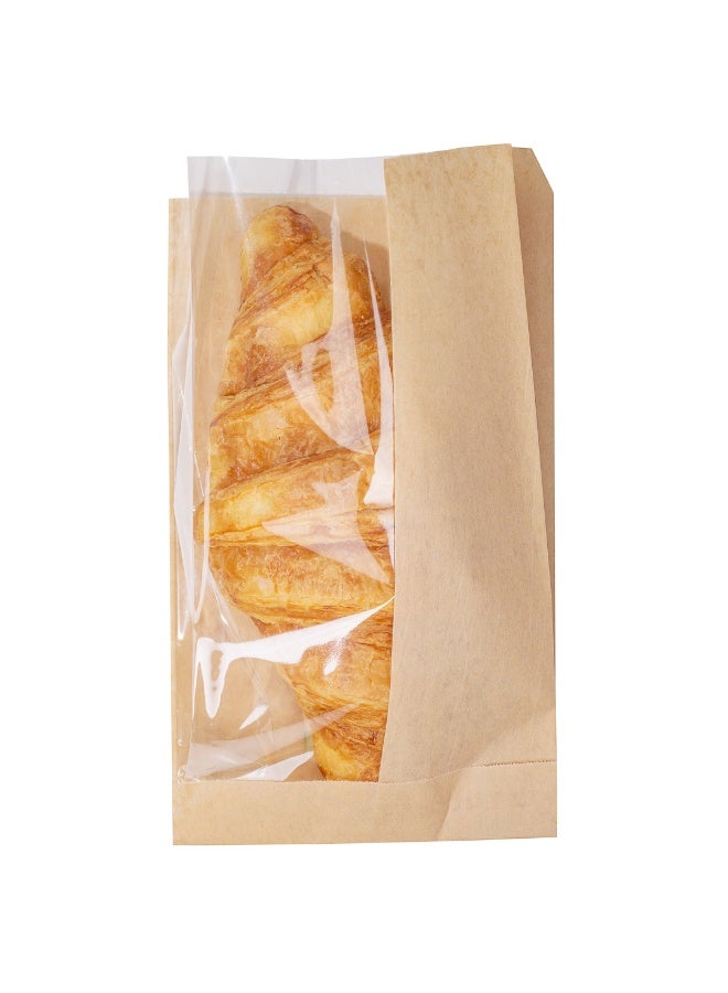 Restaurantware أكياس ورقية بحجم 4.75" × 2.75" × 8.5" للوجبات الخفيفة، 100 كيس خبز ورقي صغير - قابلة للاستخدام مرة واحدة، مع نافذة جانبية، أكياس وجبات خفيفة من ورق كرافت، للبوب كورن، والبسكويت، والبطاطس المقلية، والمزيد - Image 2