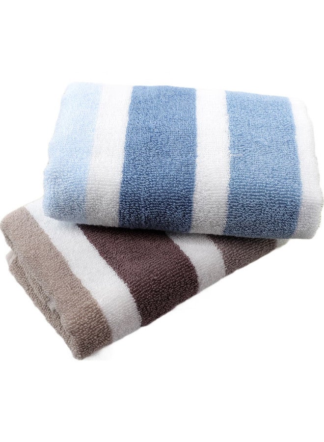 Grace Small Towels, 2-Pack, Pure Cotton Mid-Sized Towels, Highly Absorbent, Comfortable Face Towels, 62*31Cm, Blue + Brown, 68G - Image 2