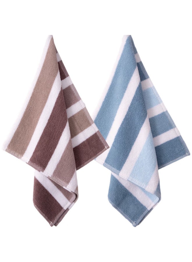 Grace Small Towels, 2-Pack, Pure Cotton Mid-Sized Towels, Highly Absorbent, Comfortable Face Towels, 62*31Cm, Blue + Brown, 68G - Image 1