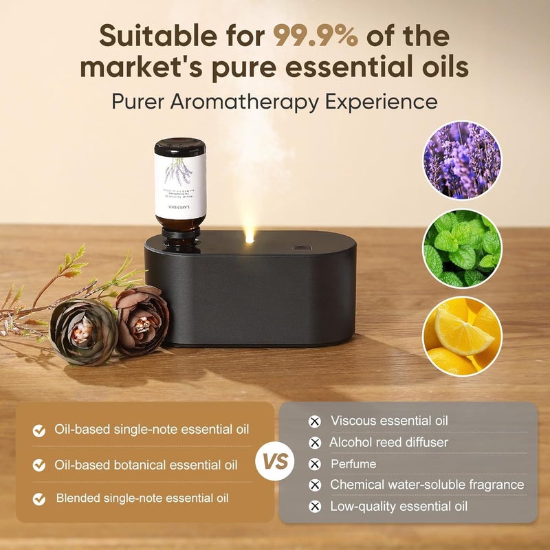 Nexalithron Waterless Diffuser for Home Essential Oil Diffuser,Battery Operated Aromatherapy Diffuser, Portable Scent Diffusers, 3 Mist Modes, Cycle Start for Bedroom, Office Studio 160-350 sq. ft Black - Image 4