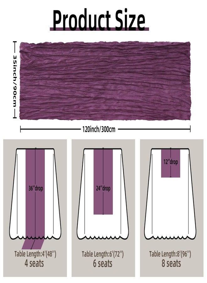 FEXIA Purple Cheesecloth Table Runner 35x120 Inches Gauze Table Runner for Bridal Shower Wedding Party First Communion Centerpiece Engagement Boho Table Decoration - Image 2