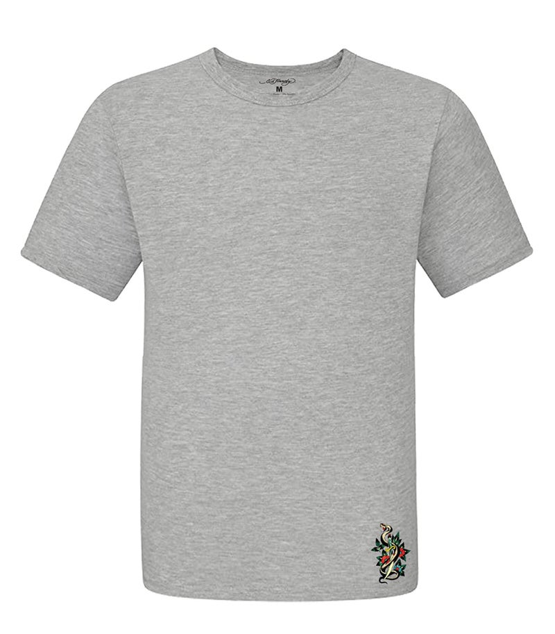 ED HARDY 3 Pack Mens Fitted Tshirts Plain Micro Modal Short Sleeve Crew Neck Classic Fitted Tees Mens Shirts, Casual Tshirts, Gym, Work Clothes, Grey, Navy, Black, Large - Image 5