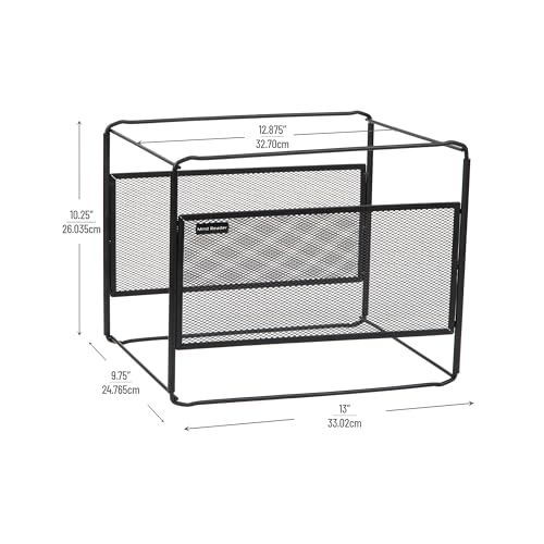 Mind Reader Hanging File Folder Organizer, Desktop Organizer, Storage, Office, Metal Mesh, 13" L x 9.75" W x 10.25" H, Black - Image 3
