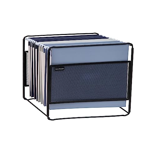 Mind Reader Hanging File Folder Organizer, Desktop Organizer, Storage, Office, Metal Mesh, 13" L x 9.75" W x 10.25" H, Black - Image 1