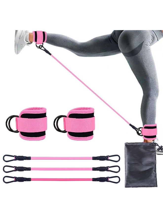 KINGMAZI Ankle Resistance Bands with Cuffs, Ankle Bands for Working Out, Ankle Straps for Women, Exercise Bands for Legs and Butt, Booty Workout Equipment for Kickbacks Hip Fitness Training  - Image 1