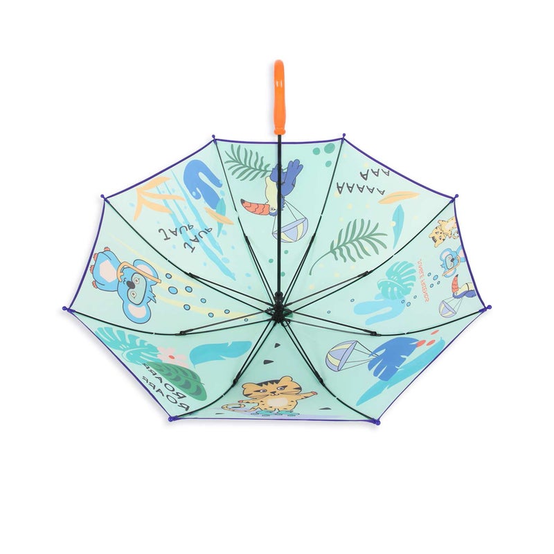 Umbrella for Kids, 8 ribs Windproof Umbrella, Jungle Friends Design Childrens Umbrella, Easy Grip Handle,70cm Length, Lightweight - Image 5