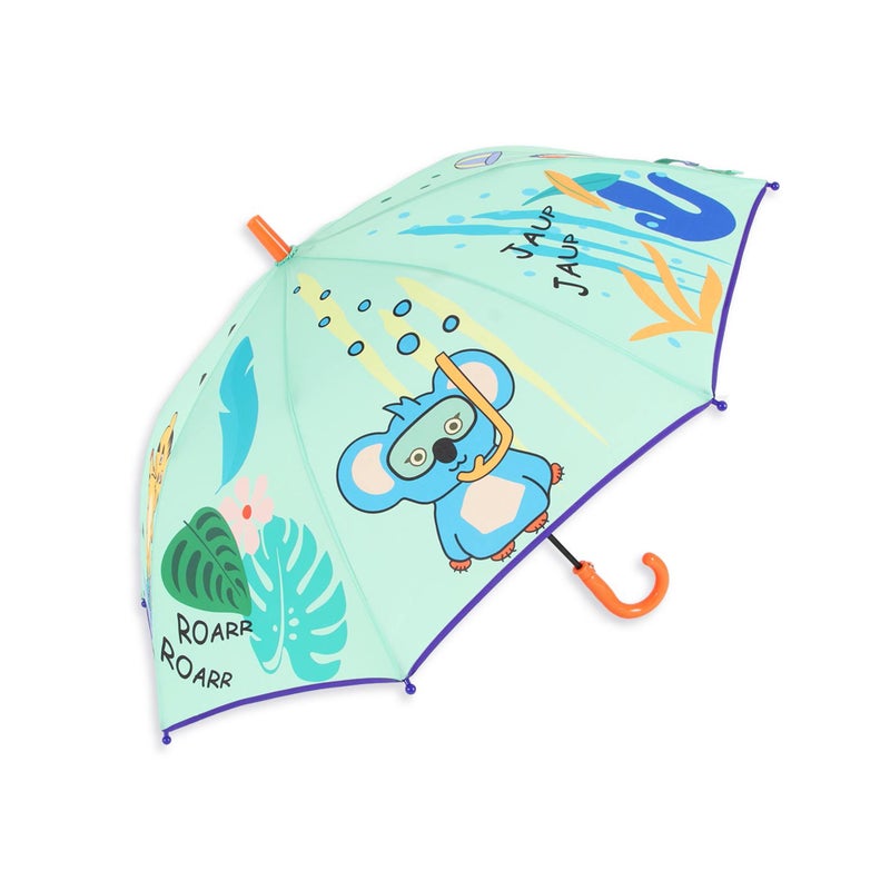 Umbrella for Kids, 8 ribs Windproof Umbrella, Jungle Friends Design Childrens Umbrella, Easy Grip Handle,70cm Length, Lightweight - Image 1