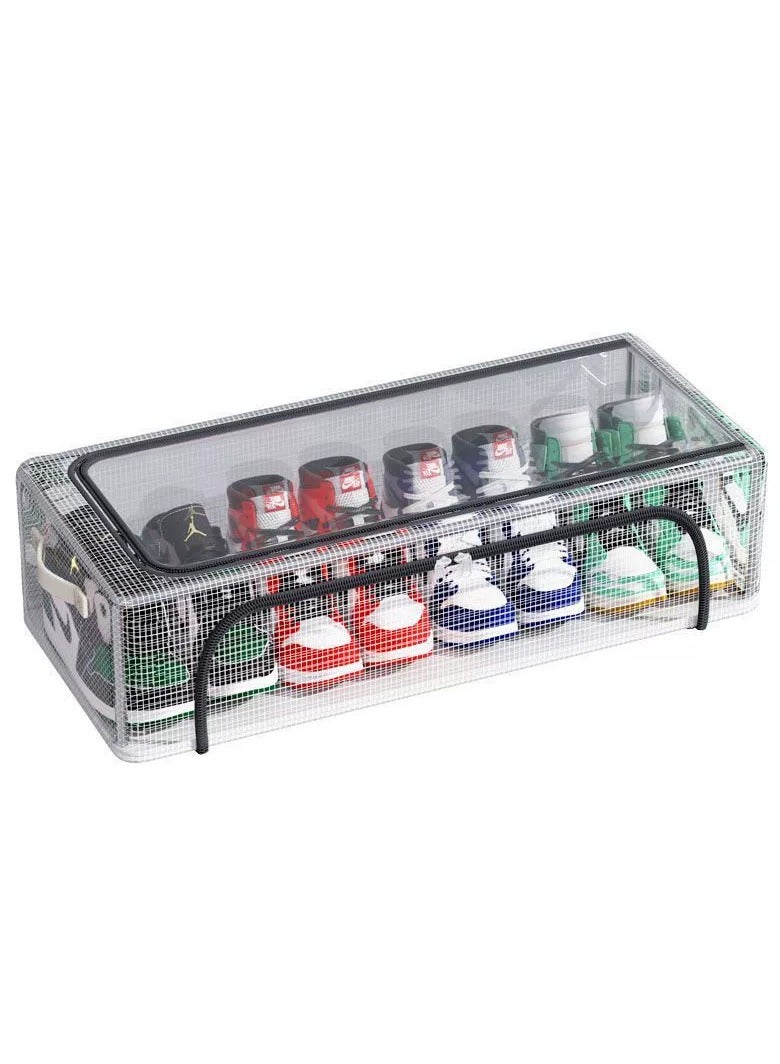 Shoe Storage Organizer Transparent Shoe Storage Box Stackable Shoe Organizer with Steel  Foldable Shoe Rack Shoe Container Bins for Clothes Shoes Toys Space Saving（60*30*21cm）  - Image 1