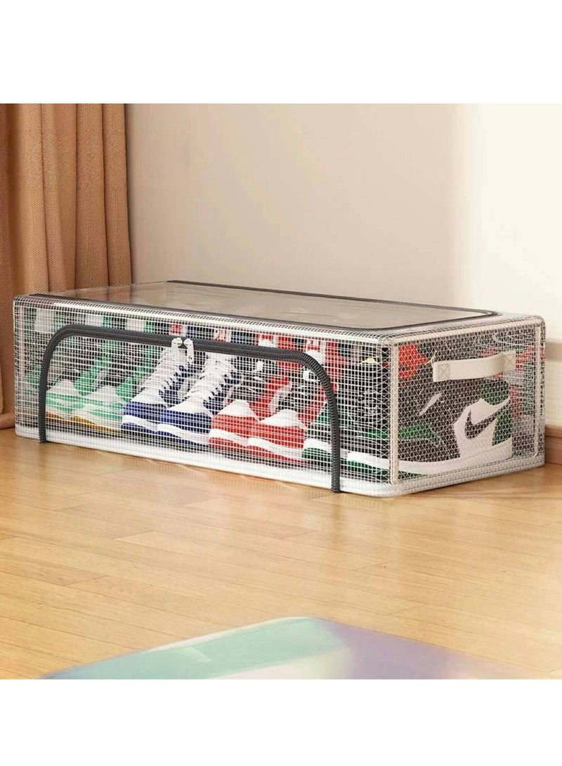 Shoe Storage Organizer Transparent Shoe Storage Box Stackable Shoe Organizer with Steel  Foldable Shoe Rack Shoe Container Bins for Clothes Shoes Toys Space Saving（60*30*21cm）  - Image 2
