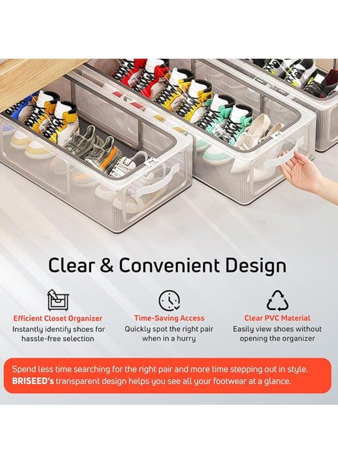 Shoe Storage Organizer Transparent Shoe Storage Box Stackable Shoe Organizer with Steel  Foldable Shoe Rack Shoe Container Bins for Clothes Shoes Toys Space Saving（60*30*21cm）  - Image 4