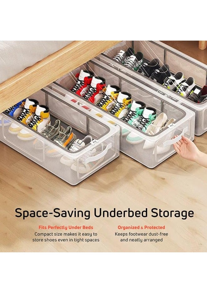 Shoe Storage Organizer Transparent Shoe Storage Box Stackable Shoe Organizer with Steel  Foldable Shoe Rack Shoe Container Bins for Clothes Shoes Toys Space Saving（60*30*21cm）  - Image 5