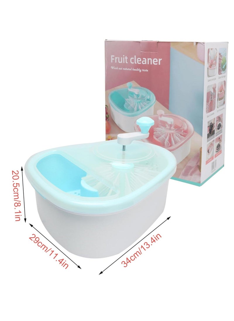 Generic Fruit and Vegetable Washing Machine, Fruit Cleaner Spinner, Fruit Washer Spinner with Brush, Multifunctional Fruit and Vegetable Scrubber, Salad Spinner (Blue)  - Image 2
