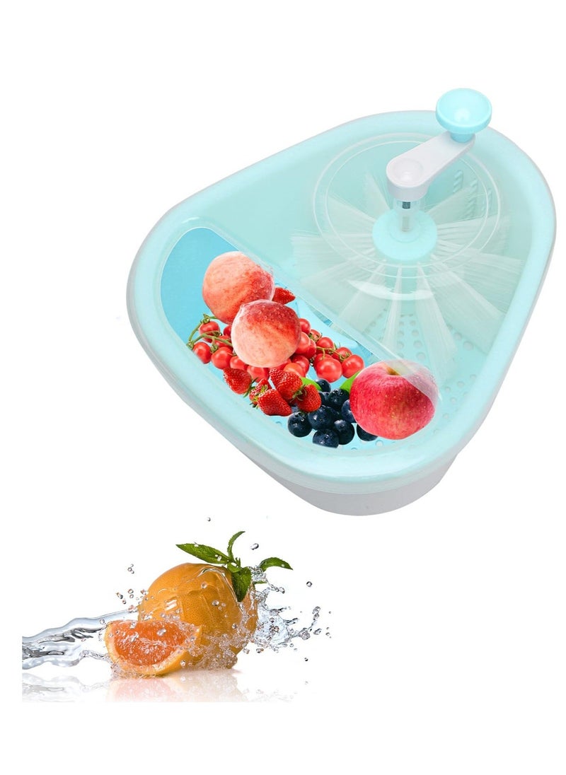 Generic Fruit and Vegetable Washing Machine, Fruit Cleaner Spinner, Fruit Washer Spinner with Brush, Multifunctional Fruit and Vegetable Scrubber, Salad Spinner (Blue)  - Image 1