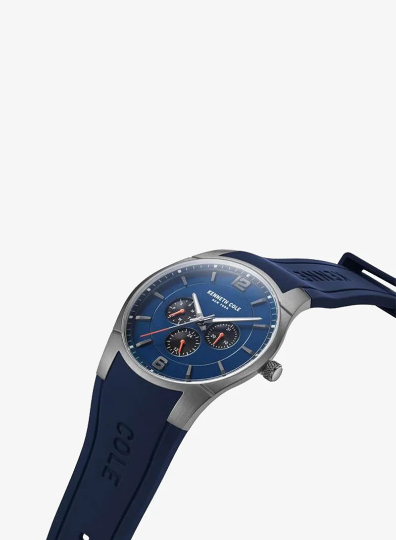 Kenneth Cole New York Blue Dial Blue Silicone Strap Chronograph Watch For Men 42mm
