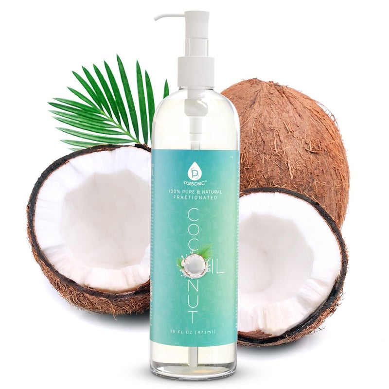 Pursonic Pure Unscented Fractionated Coconut Oil - 16 Oz Multipurpose Oil for Skin, Hair, Body Massage & Makeup Removal - Carrier Oil for Essential Oils and Aromatherapy - Image 1