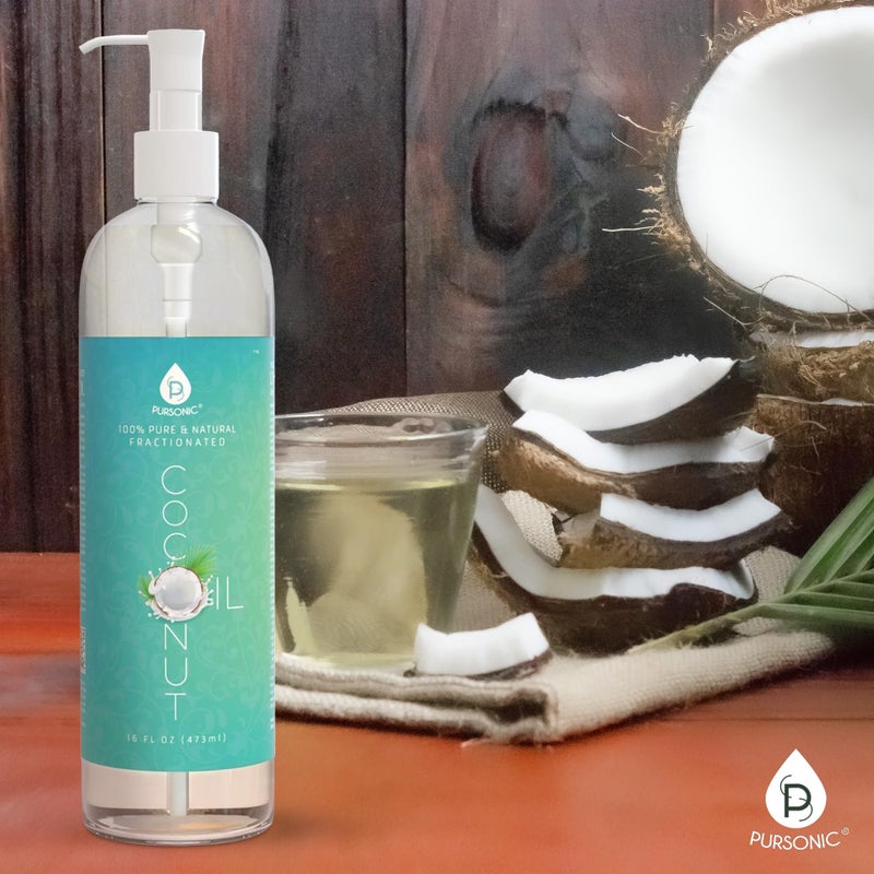 Pursonic Pure Unscented Fractionated Coconut Oil - 16 Oz Multipurpose Oil for Skin, Hair, Body Massage & Makeup Removal - Carrier Oil for Essential Oils and Aromatherapy - Image 2