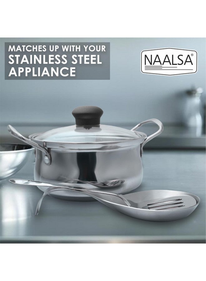 NAALSA CLEANTOP 1Pc Spoon Rest Stainless Steel for Home & Kitchen, Platform and Dining Table, Holding Messy Spoon While Cooking - Image 3