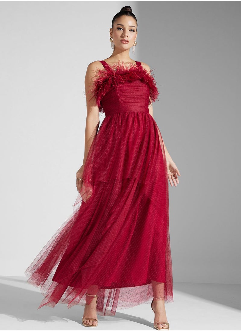 Iyra Ruffle Mesh Tiered Dress  - Image 1