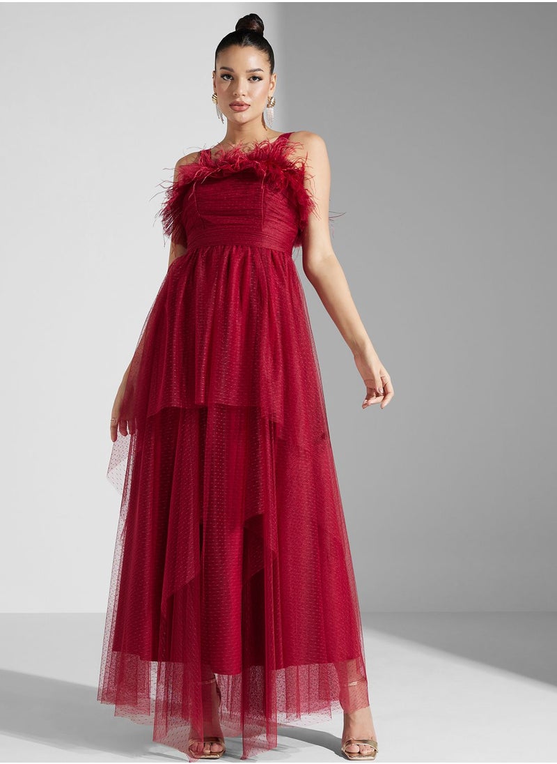 Iyra Ruffle Mesh Tiered Dress  - Image 4