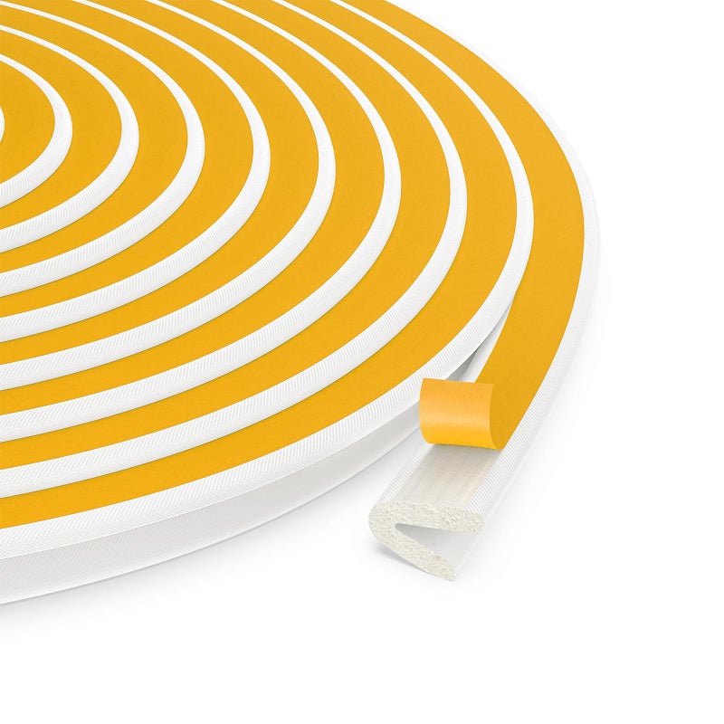 fowong Weather Stripping Door Seal White V Shape Weather Stripping Seal Strip Foam for Door Frame Insulation Side 12 Inch Wide X 19 Feet Long SelfAdhesive Soundproofing Window Gap Sealing Strip