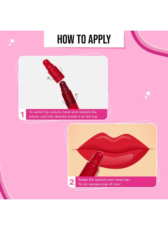 سكر بوب أحمر شفاه SUGAR POP "4 في 1" (Lip Twist) | أحمر شفاه متعدد الاستخدامات بتصميم قابل للتكديس للنساء | غني بزيت الخروع | تركيبة مرطبة بلمسة نهائية ساتانية مطفية | 6.4 جم - درجة 02 Rouge Delight - Image 4