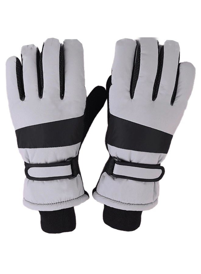 IZUS Men Water-Repellent Cold-Weather-Gloves Touchscreen Windproof-Ski-Gloves Thermal-Fleece Cycling-Gloves Winter Outdoor Sport, Grey/Black, M - Image 1