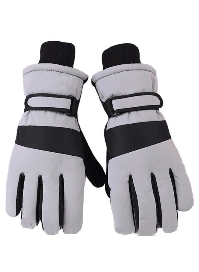 IZUS Men Water-Repellent Cold-Weather-Gloves Touchscreen Windproof-Ski-Gloves Thermal-Fleece Cycling-Gloves Winter Outdoor Sport, Grey/Black, M - Image 2
