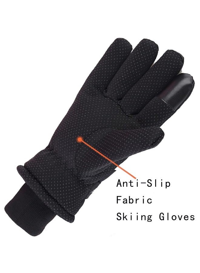 IZUS Men Water-Repellent Cold-Weather-Gloves Touchscreen Windproof-Ski-Gloves Thermal-Fleece Cycling-Gloves Winter Outdoor Sport, Grey/Black, M - Image 4