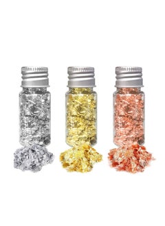 Y&D Gold Leaf, 3 Colors Foil Flakes for Nail, Leaf Metallic Nails, Painting, Crafts, Slime and Resin Jewelry Making DIYs, Imitation  - Image 1