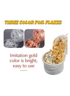 Y&D Gold Leaf, 3 Colors Foil Flakes for Nail, Leaf Metallic Nails, Painting, Crafts, Slime and Resin Jewelry Making DIYs, Imitation  - Image 3