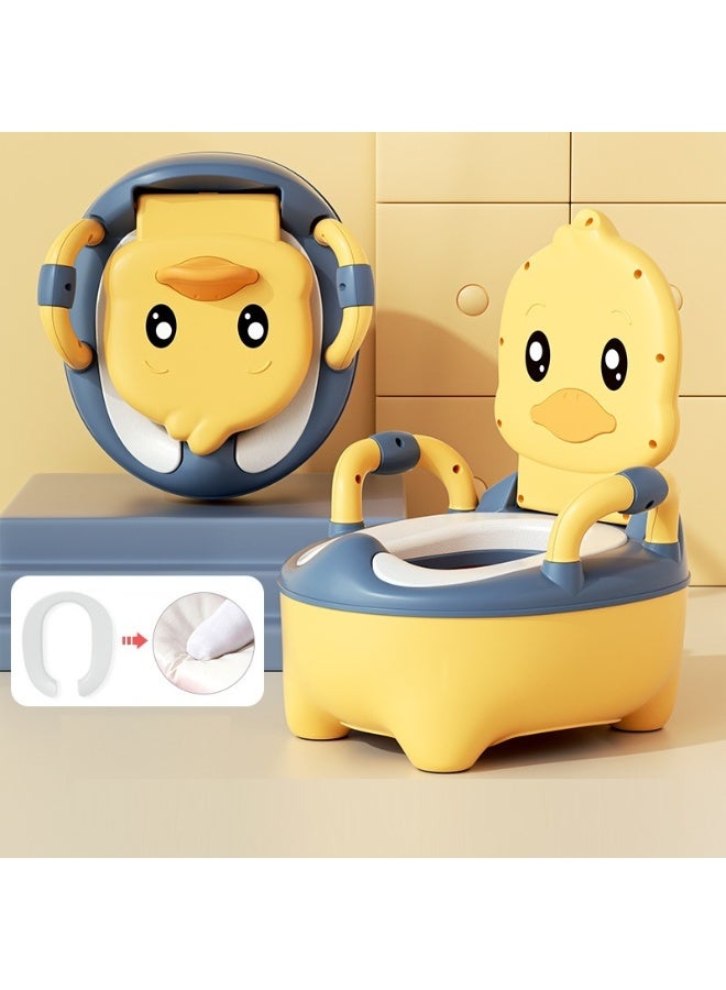Soofam Baby Potty Training Seat,Portable Potty Toilet Trainer with Handles,Toddler Kids Potty Chair with High Back Support & Lid Removable Potty Pot, Baby toilet for Toddler Baby Kids (Yellow) - Image 1