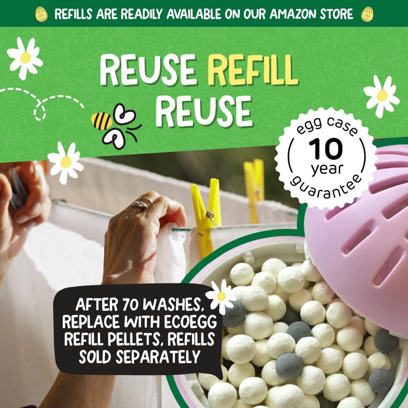 Ecoegg Laundry Egg â€“ Spring Blossom | 70 Loads Refillable Laundry Detergent | Non-Bio, Hypoallergenic, Eco-Friendly, Great for Sensitive Skin - Image 2