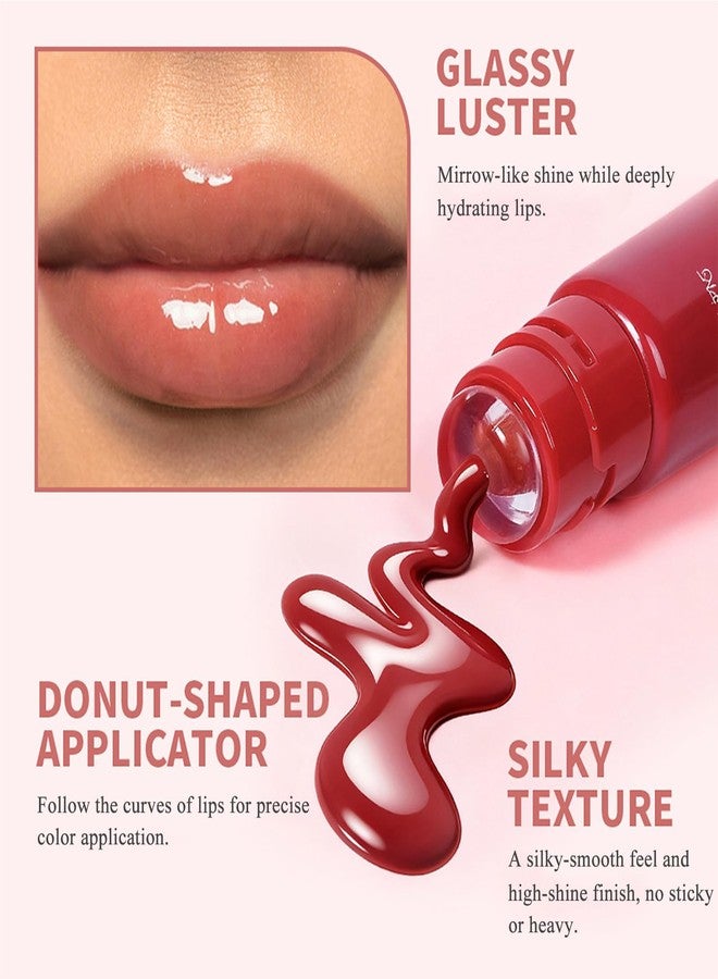 teerova Tinted Lip Serum, High Shine Hydrating Lip Serum with Pluming Polypeptides, Glossy Finish (#6 Nude Beige) - Image 4