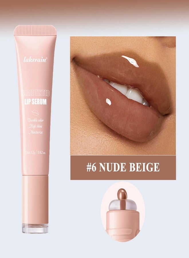 teerova Tinted Lip Serum, High Shine Hydrating Lip Serum with Pluming Polypeptides, Glossy Finish (#6 Nude Beige) - Image 2