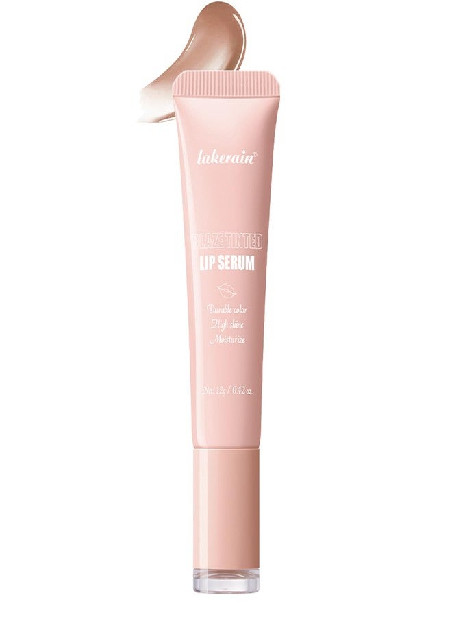teerova Tinted Lip Serum, High Shine Hydrating Lip Serum with Pluming Polypeptides, Glossy Finish (#6 Nude Beige) - Image 1