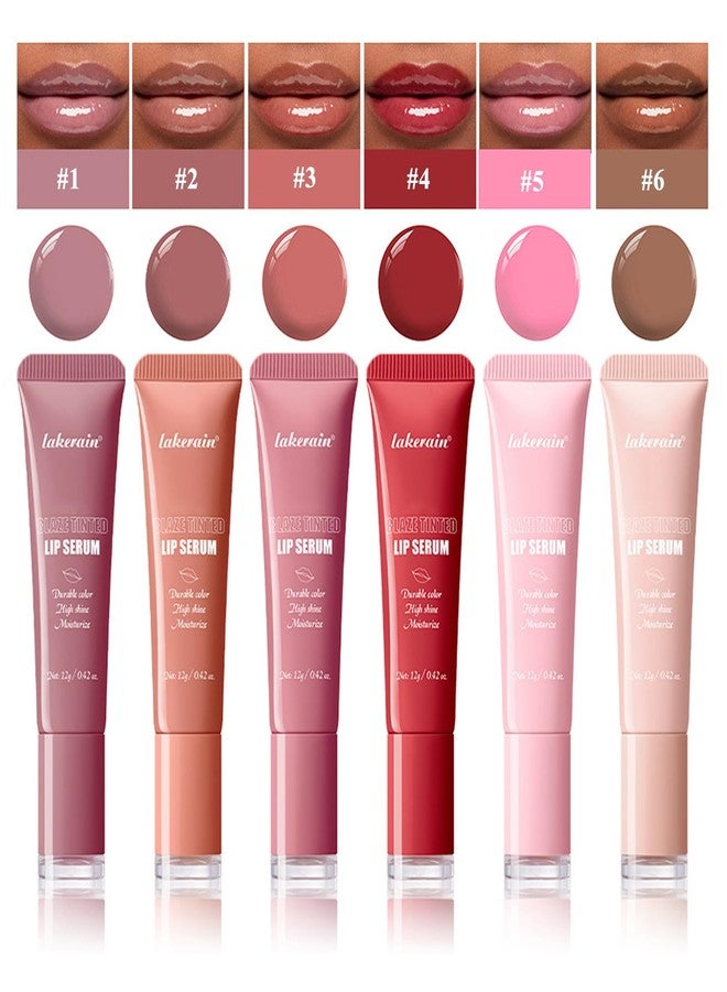 teerova Tinted Lip Serum, High Shine Hydrating Lip Serum with Pluming Polypeptides, Glossy Finish (#6 Nude Beige) - Image 3