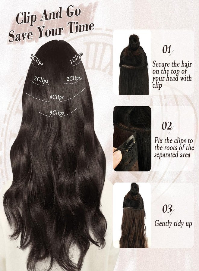 بارسدار وصلات شعر بارسدار المموجة باللون الأسود - 20 بوصة، 6 قطع، شعر صناعي ناعم وسميك، وصلات شعر كاملة للرأس للنساء - شعر طويل وكثيف وسهل الارتداء يوميًا وفي الحفلات - أسود طبيعي - Image 5