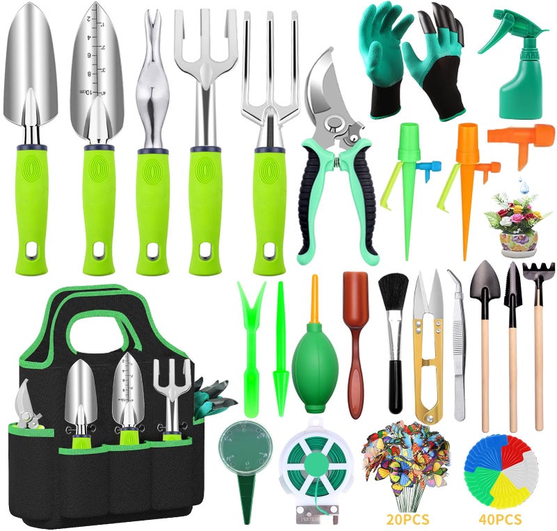 WEPSEN 84 PCS Garden Tools Set,10pcs Succulent Tools Set Included 6pcs Large Heavy Duty Aluminum Gardening Hand Tools 12.5IN with Garden Tool Bag,Gloves Sprayer etc.Gardening Gifts for Men Women Garden Gifts - Image 1