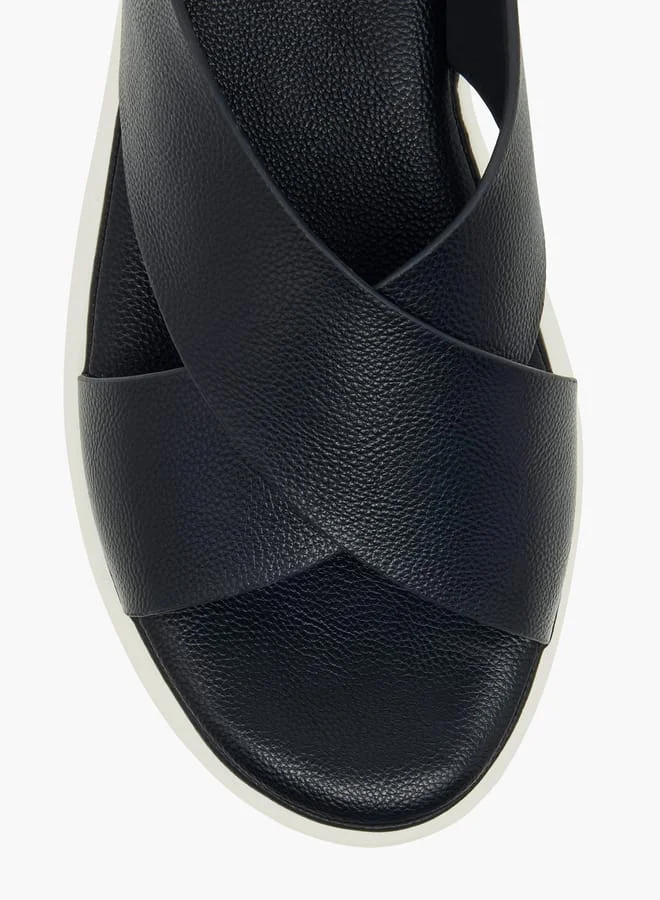 Le Confort Women Textured Cross Strap Sandals with Hook and Loop Closure