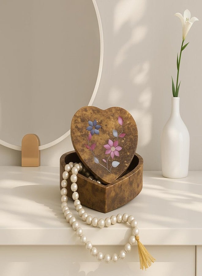 SANDSTERS VR SOURCING Handcrafted Heart Shape Marble Trinket Box Carving Work Utility Box|Jewelry Box| Jewelry Organiser for Home Decor - Image 1