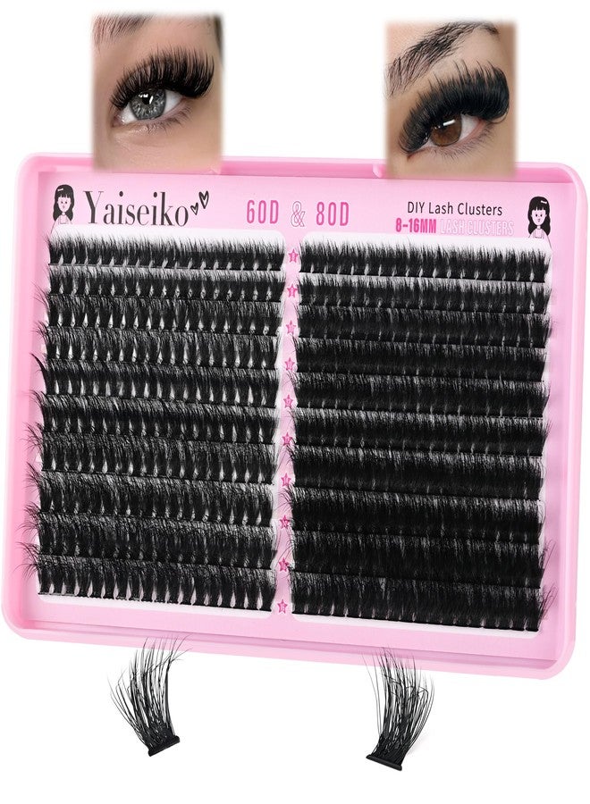 Yaiseiko Lash Cluster 60D+80D Eyelash Extensions 8-16mm Thick Lash Clusters CC Curly Wispy Individual Lashes 380pcs False Eyelashes DIY Lash Extension(Matte,3D,8-16MM) - Image 1