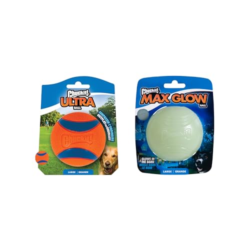Chuckit Ultra Ball Dog Toys Size Large for Dogs 60100 lbs Made from Durable Rubber Super Bouncy Day Night Bundle Floats in Water 3inch Diameter Pack of 2 - Image 3