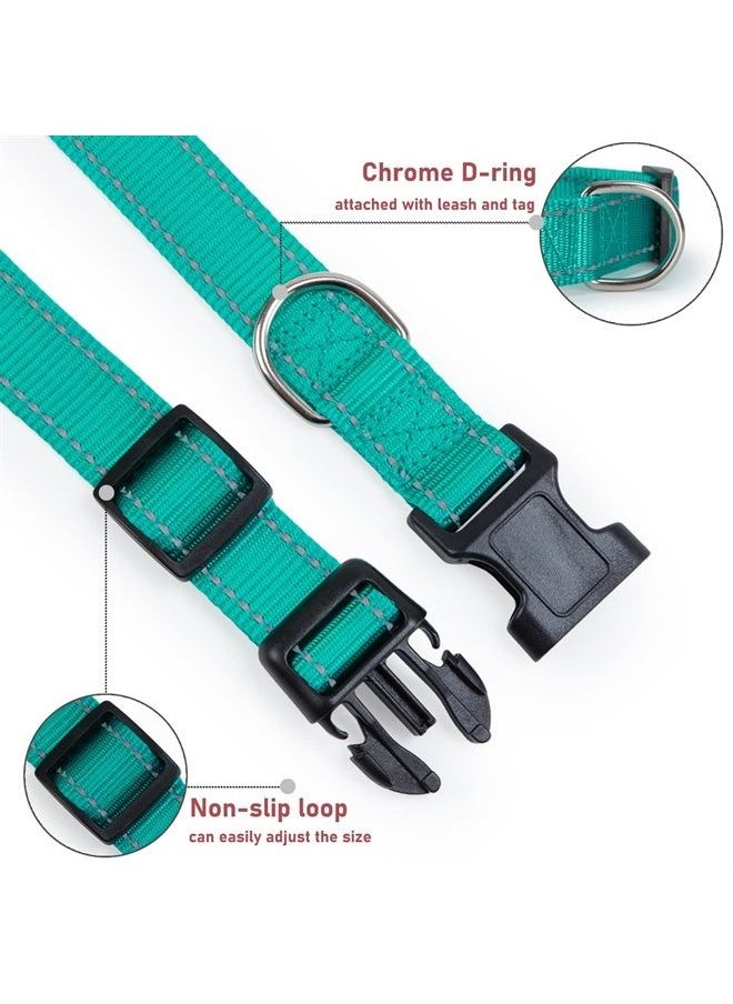BOOMIBOO - Reflective Dog Collar with Buckle Adjustable Safety Nylon Collars for Small Medium Large Dogs, Teal XXS - Image 1
