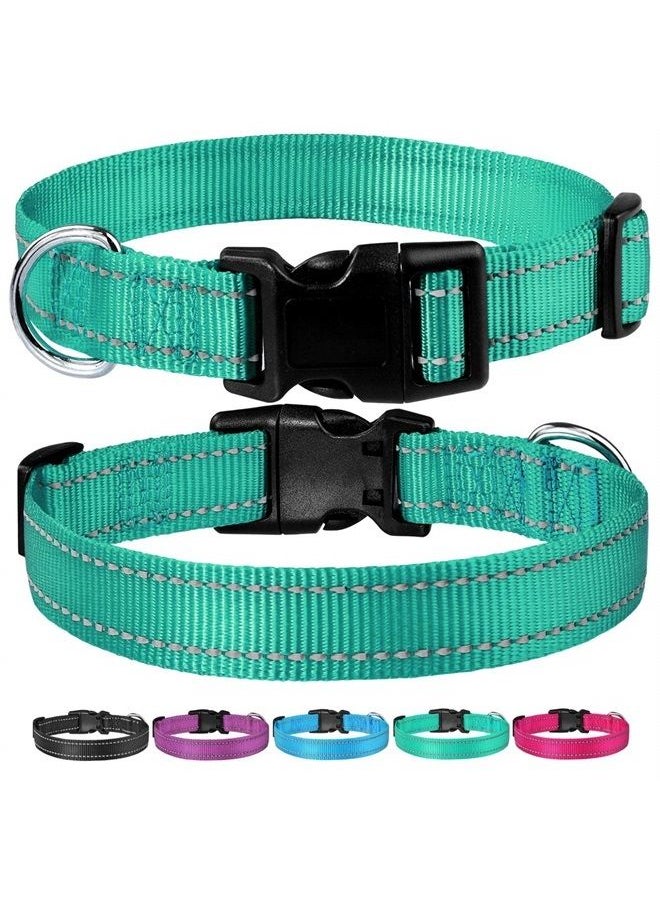 BOOMIBOO - Reflective Dog Collar with Buckle Adjustable Safety Nylon Collars for Small Medium Large Dogs, Teal XXS - Image 1
