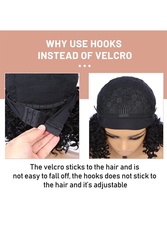 Fancy Hair Afro Kinky Curly Headband Wigs Mixed Brown Turban Wig with Black flannel hair band Heat Resistant Fiber Synthetic Party Cosplay Wigs for Black Women - Image 3