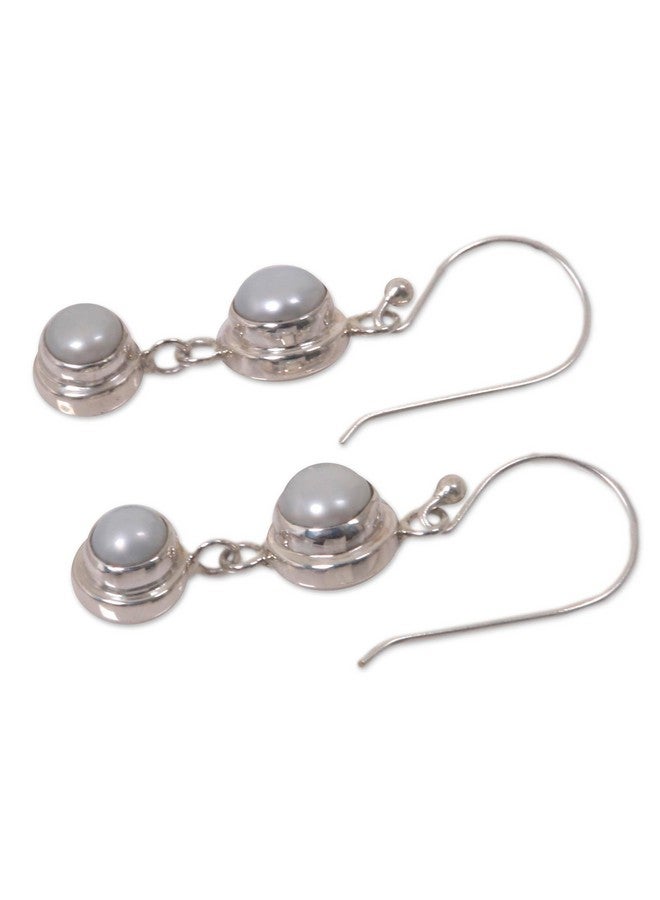 NOVICA Artisan Handmade Cultured Freshwater Pearl Dangle Earrings .925 Sterling Silver White Indonesia Bridal Birthstone 'Two Full Moons' - Image 4