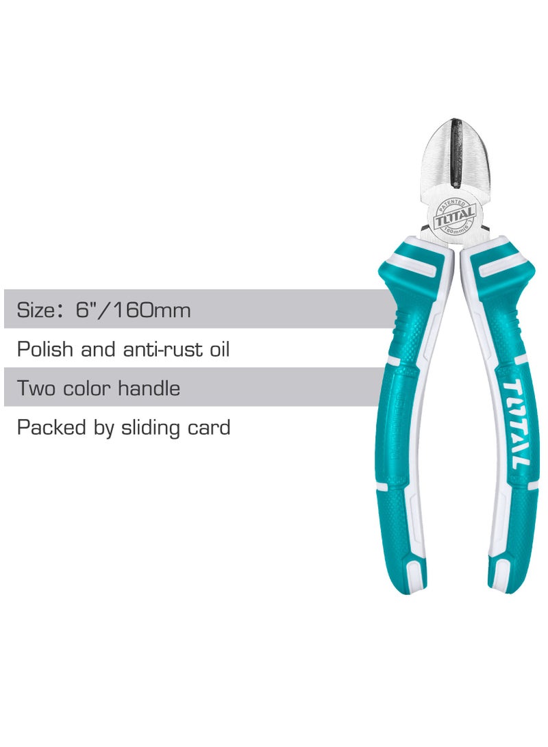TOTAL Total 160mm Diagonal Cutting Pliers - 6-Inch Precision Tool with Anti-Rust Coating and Ergonomic Two-Color Handle  - Image 4
